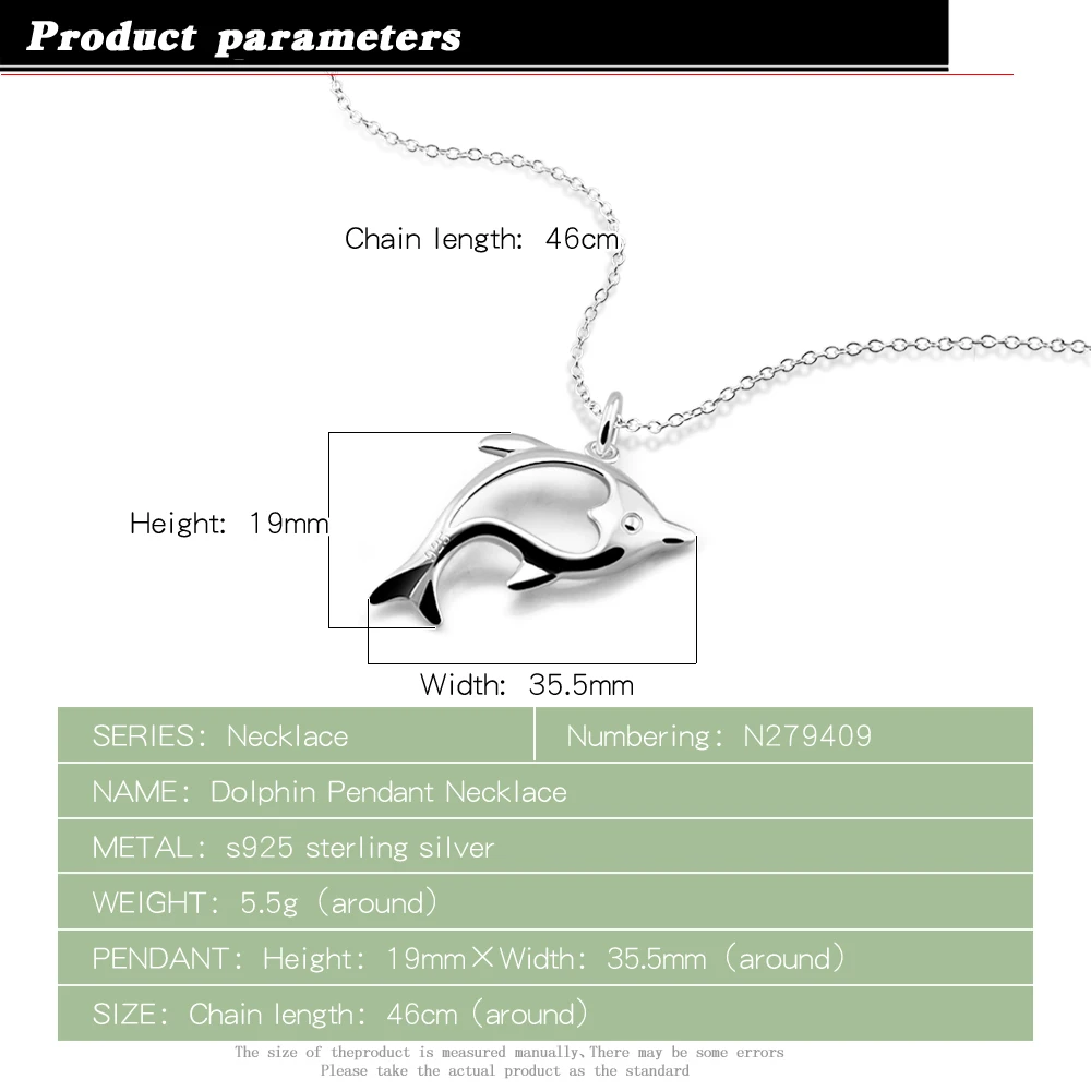 Dolphin Pendant Necklace for Women 925 Sterling Silver Sweet Cool Girl Punk Clavicle Chain 2023 New Fashion Jewelry Party Gift