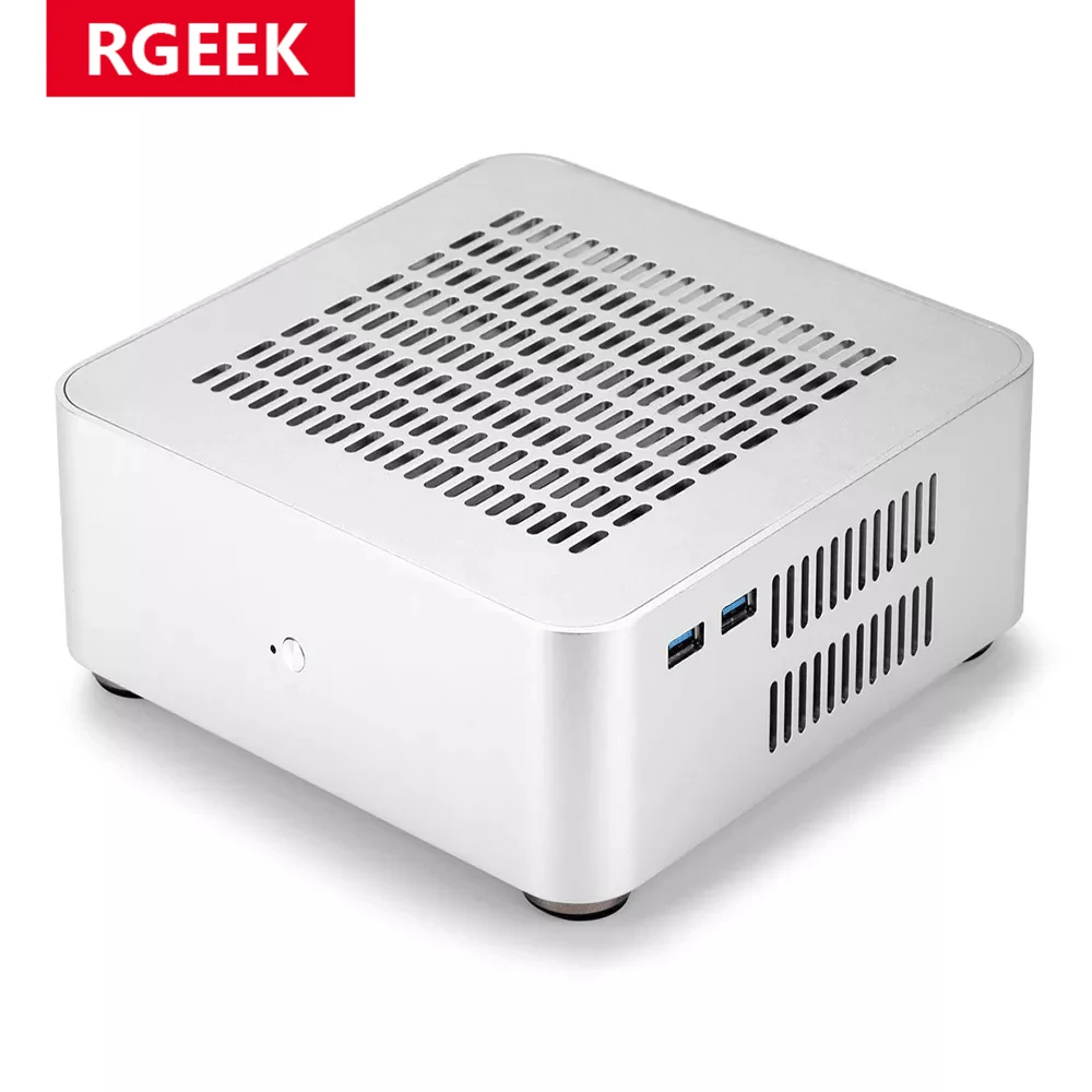 RGeek L80S Mini ITX PC Full Aluminum Chassis PC Case DIY Computer Case Small Desktop Mainframe PSU HTPC Houses with Power Supply