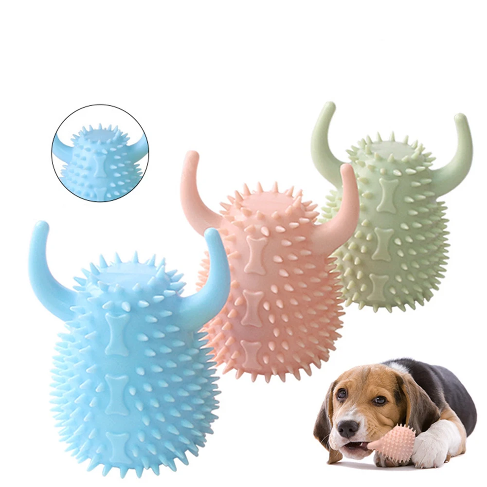 

Dog Chew Squeaking Toy Durable Pet Cleaning Teeth Molar Toys Bite Resistant Puppy Interactive Training Rubber Hedgehog Ball