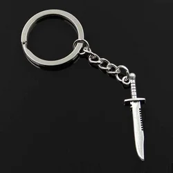 New Fashion Men 30mm Keychain DIY Metal Holder Chain Vintage Sword Dagger 43x10mm Silver Color Pendant Gift