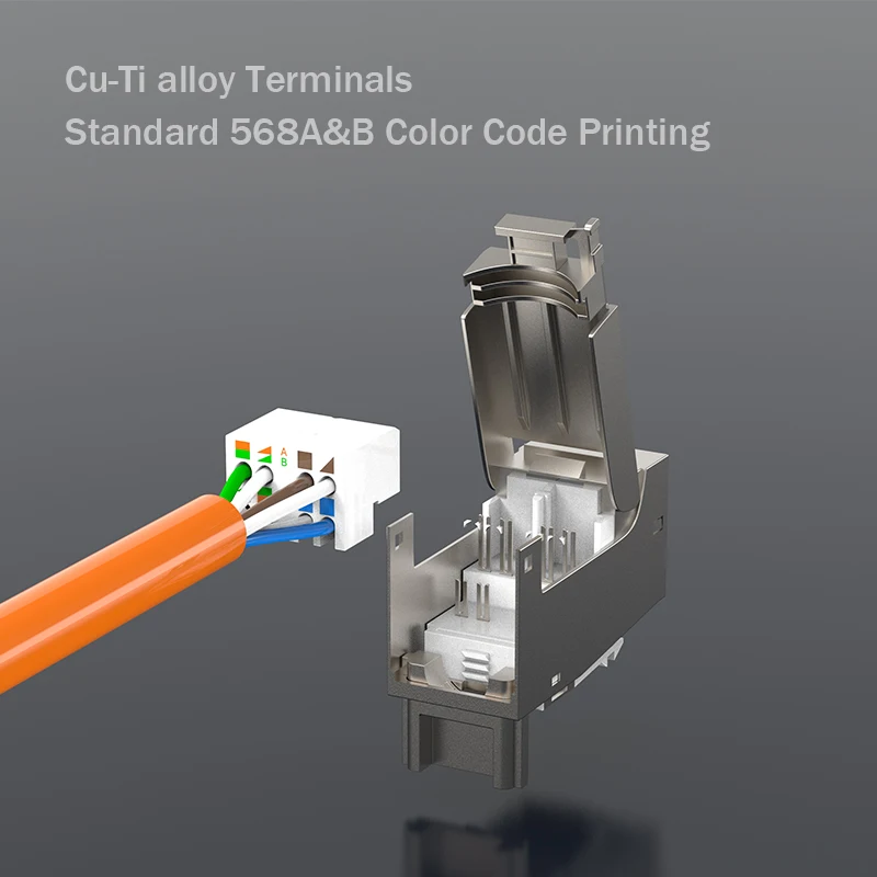 Premium Quality - CAT7 Full Shielded Keystone Jack RJ45 to LSA, Tool-Free Connection, Compatible for Cat6A/Cat.6 Systems