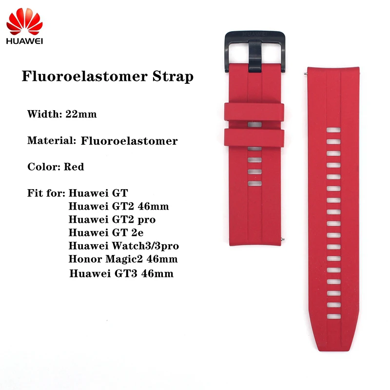 Original Huawei GT3 pro 46mm 22mm Fluoroelastomer Rubber Strap for
