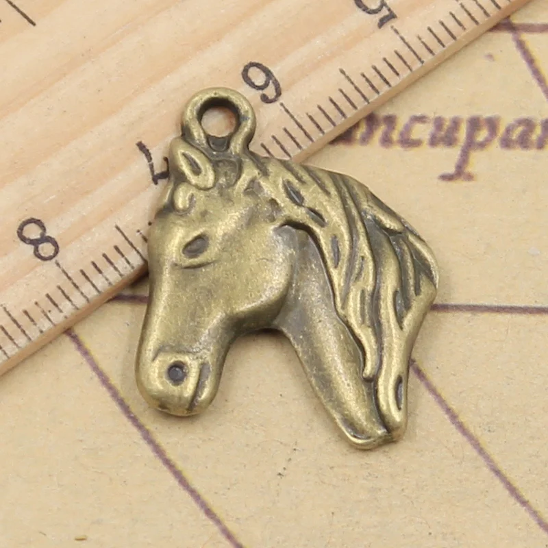 15pcs Charms Steed Horse Head 28x22mm Antique Bronze Silver Color Pendants Making DIY Handmade Tibetan Finding Jewelry