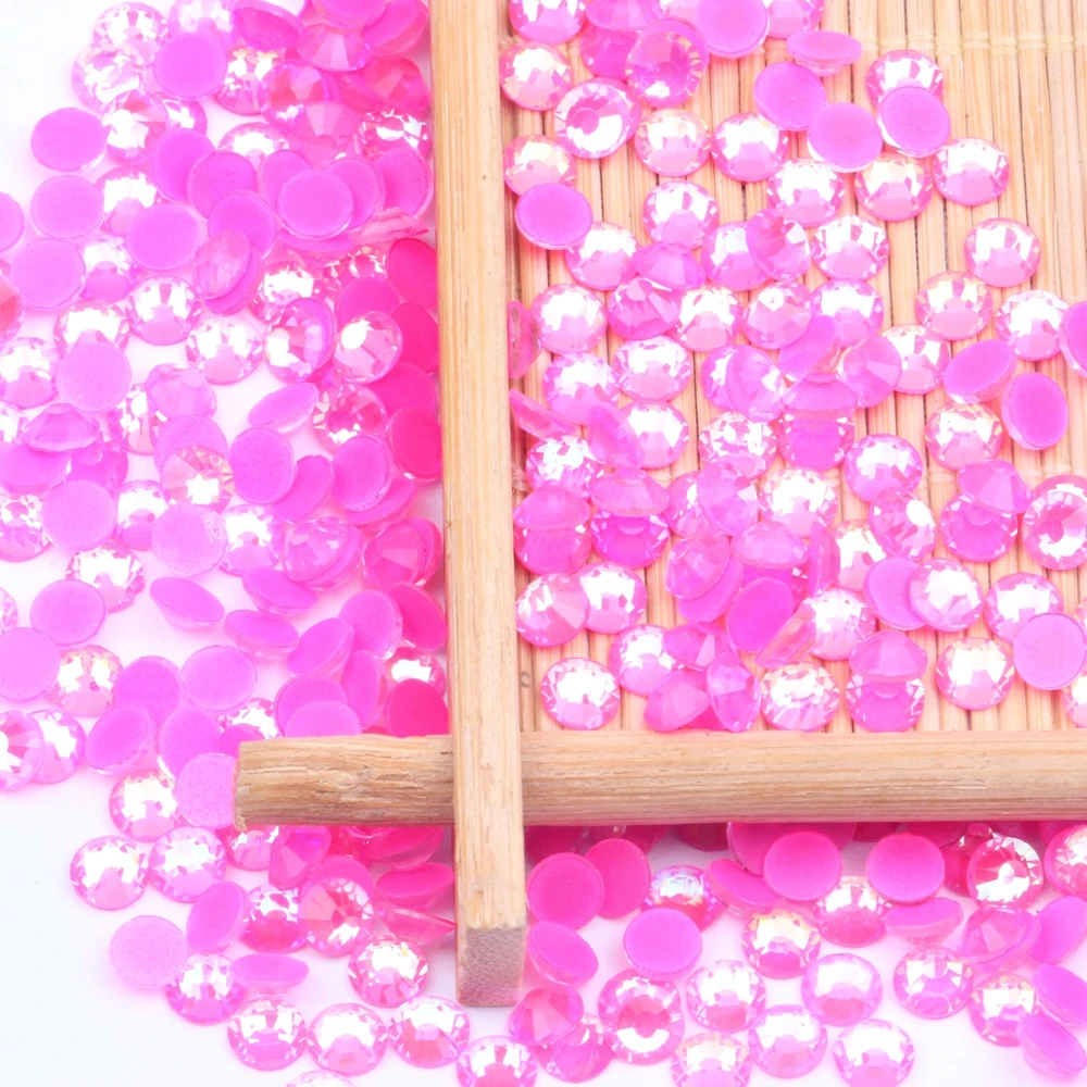 SS6-SS30 Luminous Rhinestones  Glitter Glass Gem 3D Charm Flatback Strass Fluorescence Rose AB  Color Nail Art Decorations