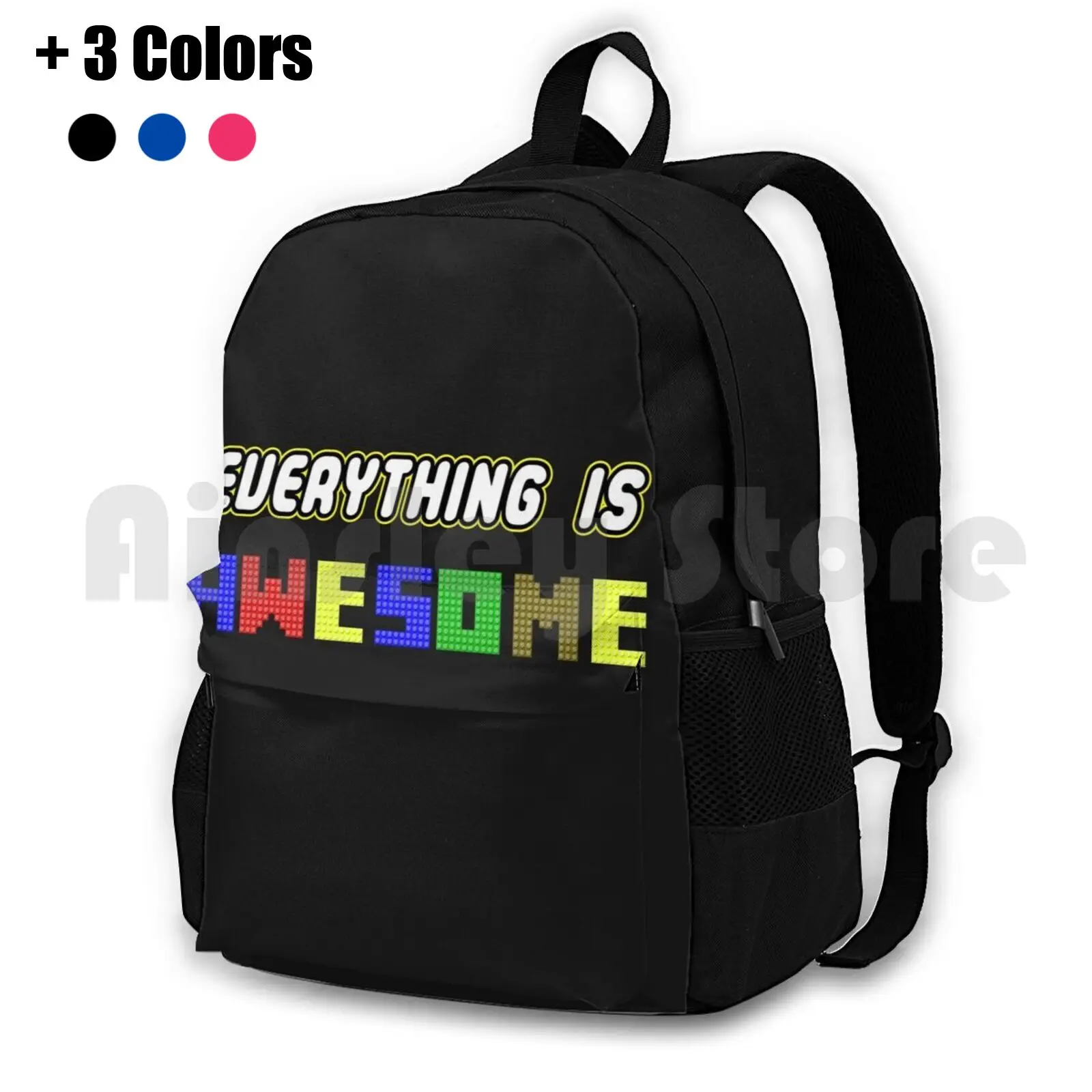 Everything Is Awesome! Outdoor Hiking Backpack Waterproof Camping Travel The Movie Emmet Bricks Blocks Movies Awesome