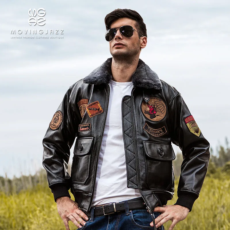 Dark Brown Winter G1 Leather Jacket Men Military Style Europe Size Genuine Natural Thick Cowhide Warm Paratrooper Flight Coat