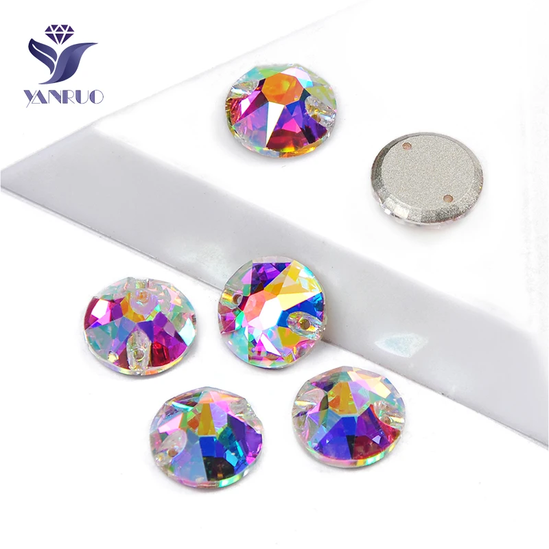 YANRUO 3288 All Sizes AB Flatback Sewn Stones Crafts DIY Glass Strass Sewing Crystal Rhinestones For Dress Decoration