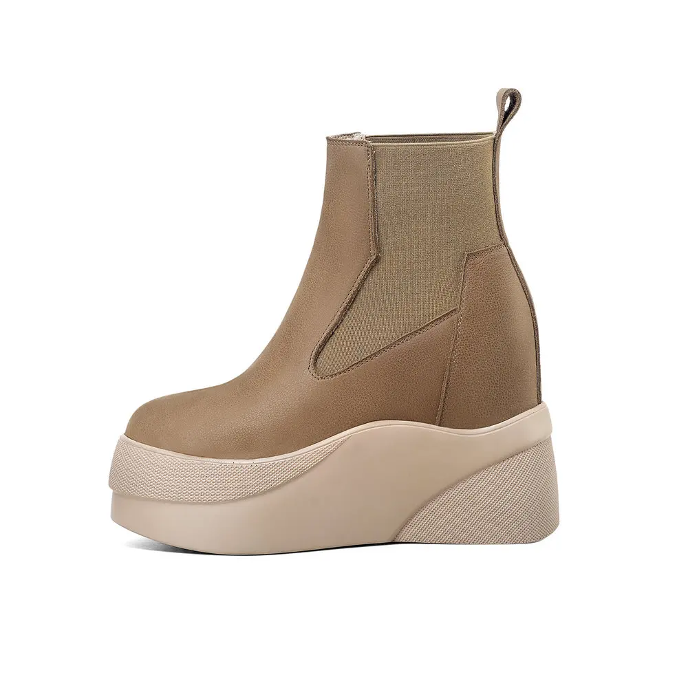 Nowe zimowe buty damskie naturalne buty z prawdziwej skóry kostki dno z grubego ciepłego futra buty damskie 100% skóra bydlęca Chelsea snow boots