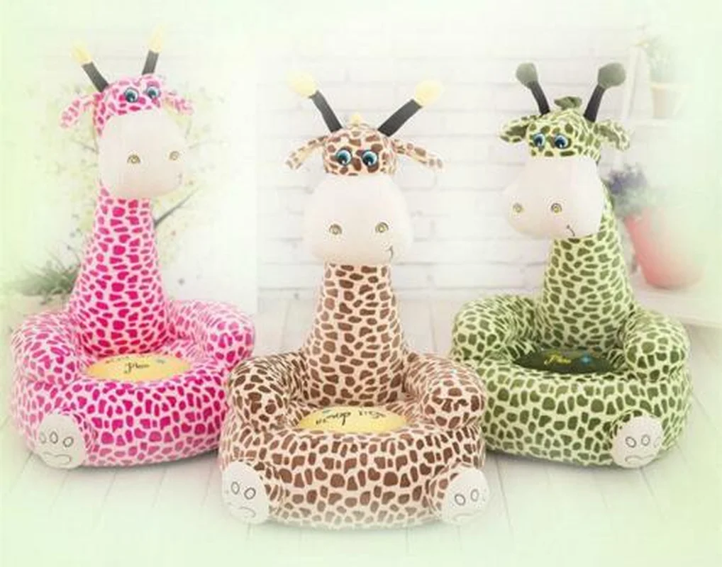 Giraffe Kids Soft Cushion Seat Plush Sofa Chair Toy Stuffed Animal Children Play Modern Home Decor Sitting Pillow