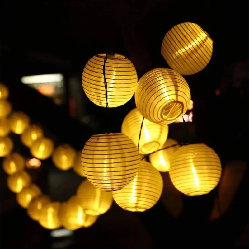 Waterproof 10/20/30LED Lantern Ball Solar String Lights Christmas Party Wedding Fairy Lights Outdoor Garland Patio Garden Decor