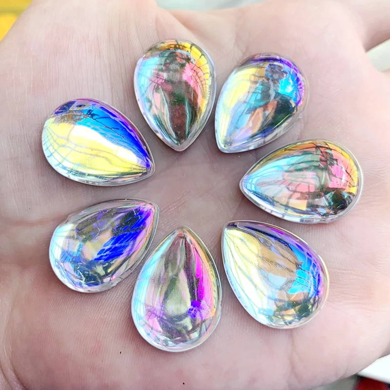 Teardrop Shape AB Clear Resin Rhinestone Flatback Gems Strass Crystal Stones for Wedding Dress Crafts Decorations W300