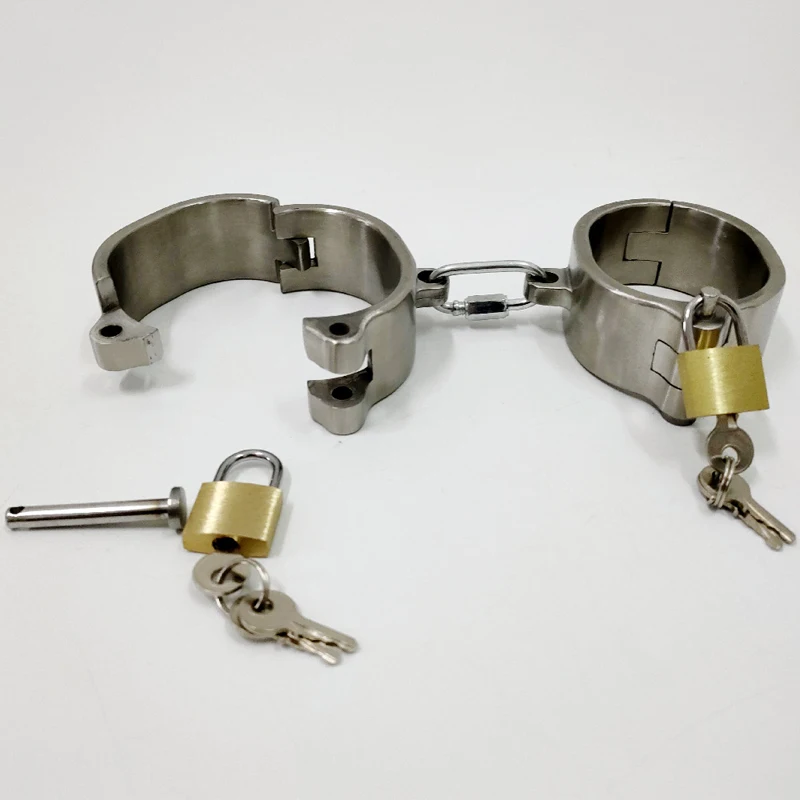 Metal BDSM Locks Neck Collar Hand Ankle Cuffs Adult Games Slave Restraints Adult Toys Sex Game for Couples Feet Fetish Handcuffs