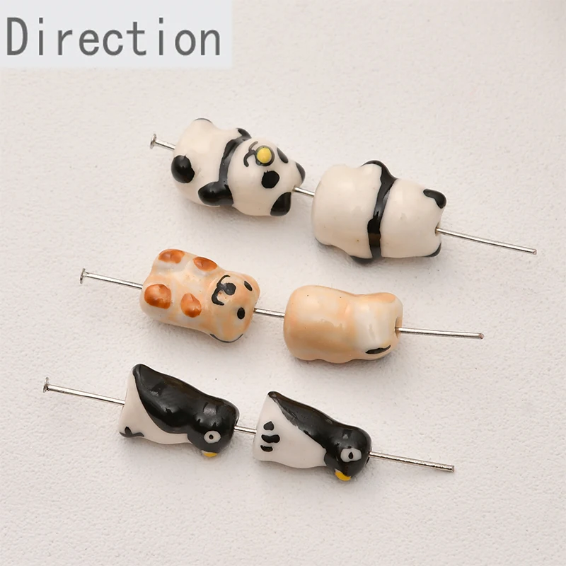 Cute Cartoon Doll Penguin Bear Straight Hole Beaded DIY Handmade Jewelry Accessories