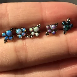 5Pcs/Lot 16G Opal Daith Earrings Piercing Helix Tragus Piercing Internal Thread Labret Lip Rings Cartilage Sung Conch Jewelry