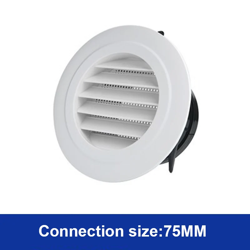 Buitenmuur Air Vent Grille Plastic Ronde Air Uitlaat Vent Grille Ducting Ventilatie Roosters Inlaat Uitlaat 75/100/125/150/200Mm