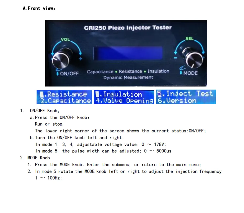 New!Piezo injector tool.CRI250 COMMON RAIL PIEZO INJECTOR TESTER FOR PIEZO INJECTOR INCLUDE AHE DYANMIC LIFT OF PIEZO CRYSTAL