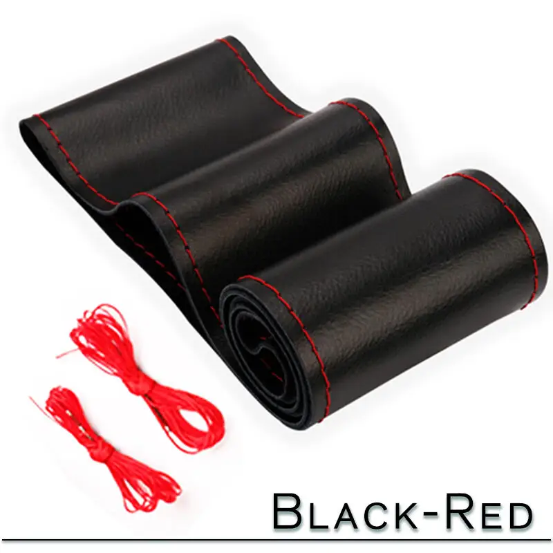 38 cm 15 zoll Auto Lenkrad Geflecht Abdeckung Künstliche leder Nadeln Und Faden Weiche Nicht-slip Auto Innen zubehör Kits