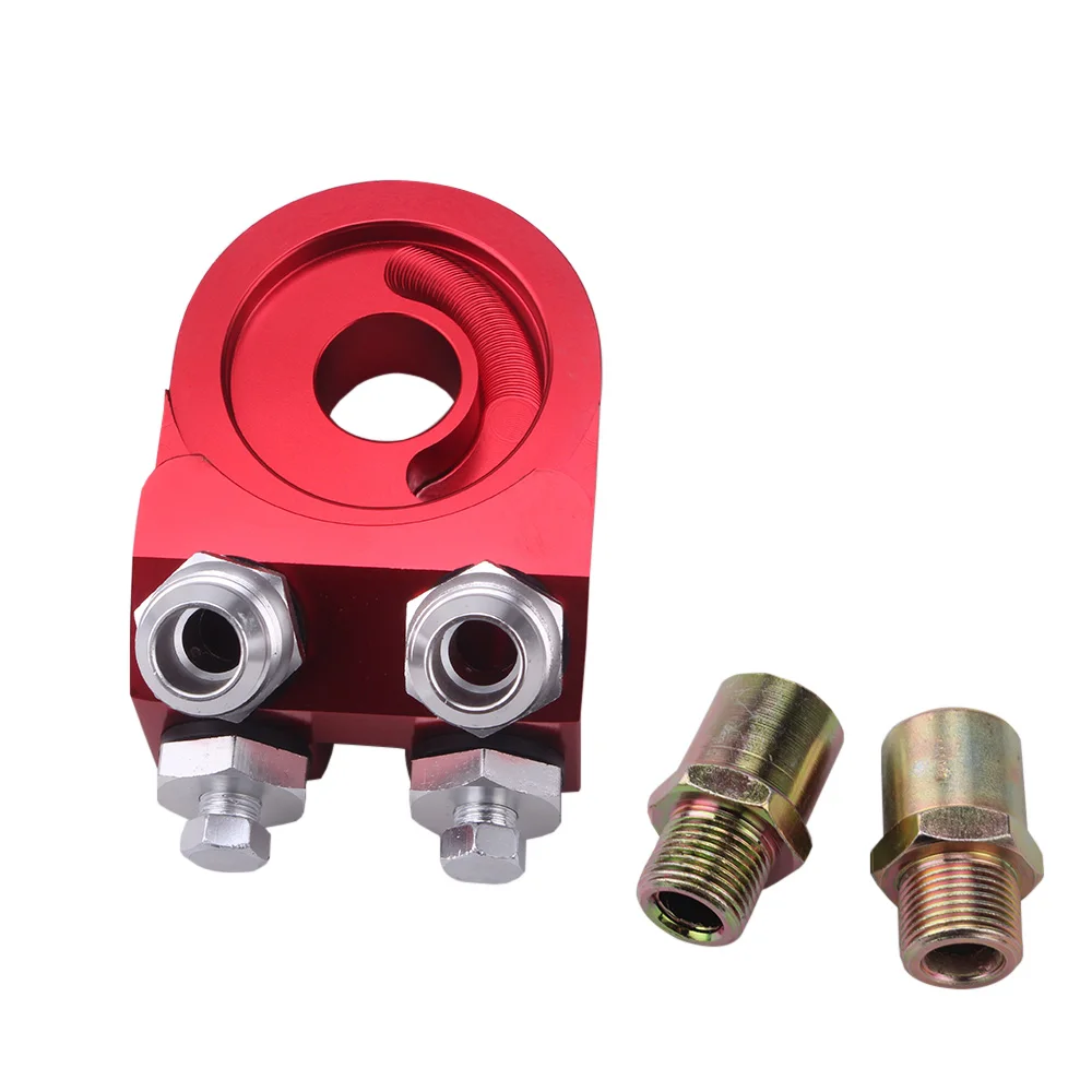 RASTP-Aluminum AN10 Oil Filter Sandwich Adapter Blue Red Black Gold Cooling System Sandwich Turbo T3 T4 Engine Plate RS-OSA006