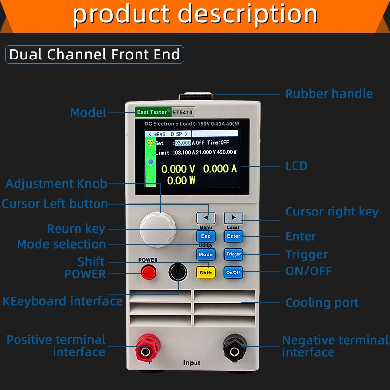 ET5410 400W 150V 40A Load Professional Programmable DC Electrical Load Digital Control DC Load Electronic Battery Tester ET5420