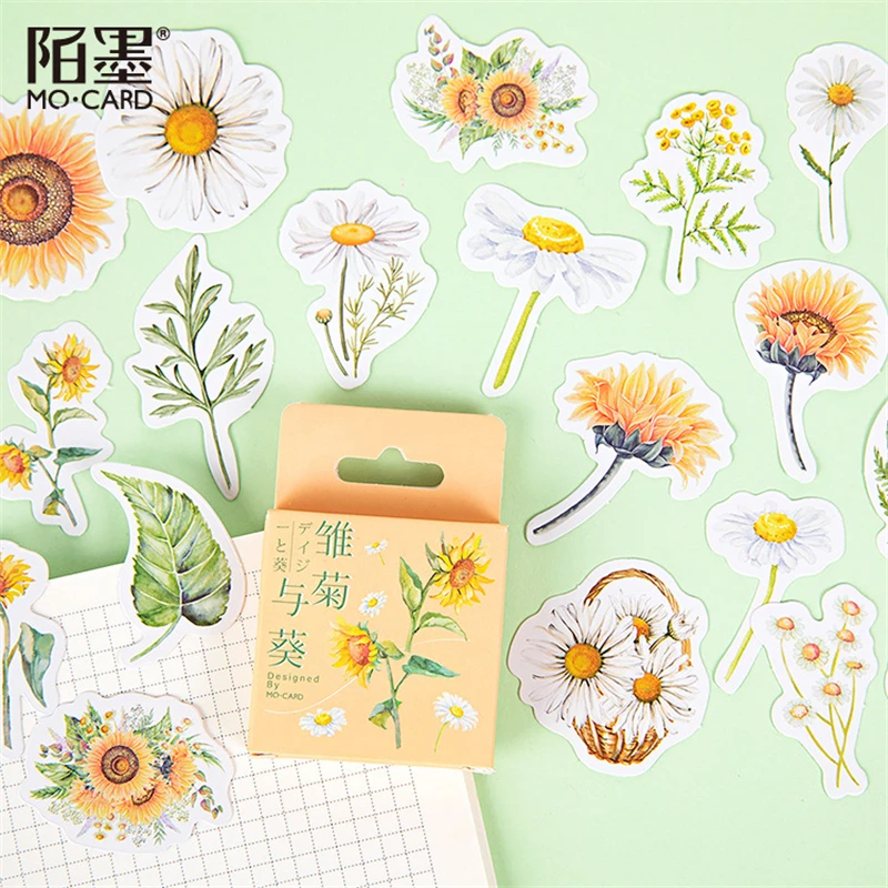 46Pcs/lot Vintage Flower Series Stickers Scrapbooking Daily Planner Kawaii Sticker DIY Notebook Stationery School Supplies