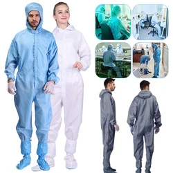 Anti-static Overalls Hooded Dust-free Jumpsuit Factory Workshop Male Female Washable Work Clothes Protection Suits Plus Size 4xl