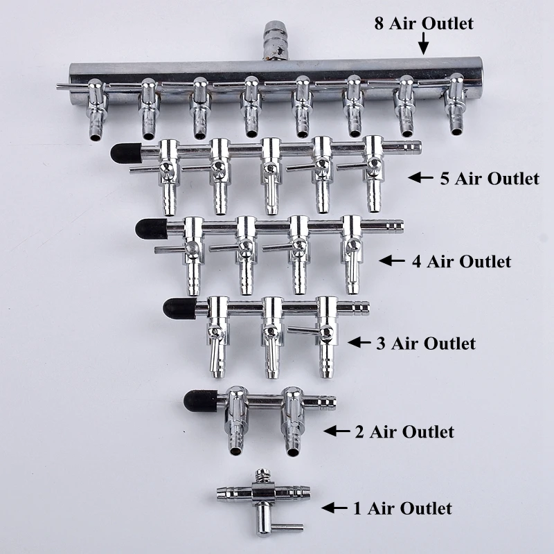 Aquarium Air Flow Control Valve Distributor Stainless Steel Splitter, Fish Tank Air Pump Hose Split-flow Connector Accessories