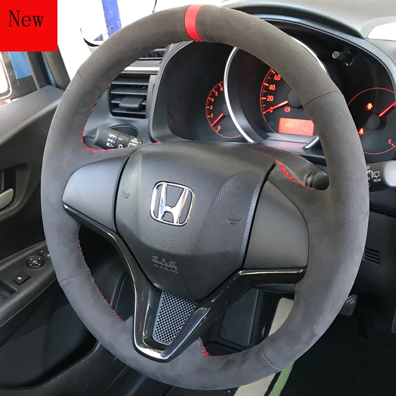 Hand-stitched Black Suede Car Steering Wheel Cover for Honda INSPIRE SPIRIOR Accord Civic CRV Fit Car Accessories