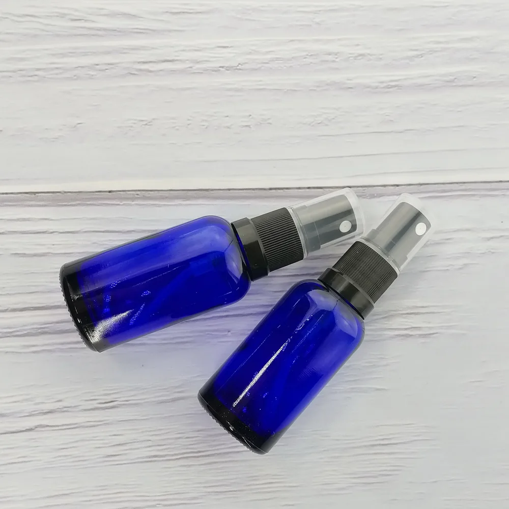 12pcs 30ml Empty Cobalt Blue Glass Spray Bottles Vaporizador with Fine Mist Sprayer for Essential Oil Perfume Atomizer