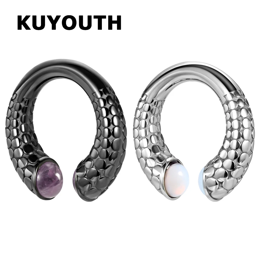 KUYOUTH Latest Stainless Steel Small Circle Dot Stone Ear Weight Stretchers Gauges Body Piercing Jewelry Earring Expanders 2PCS