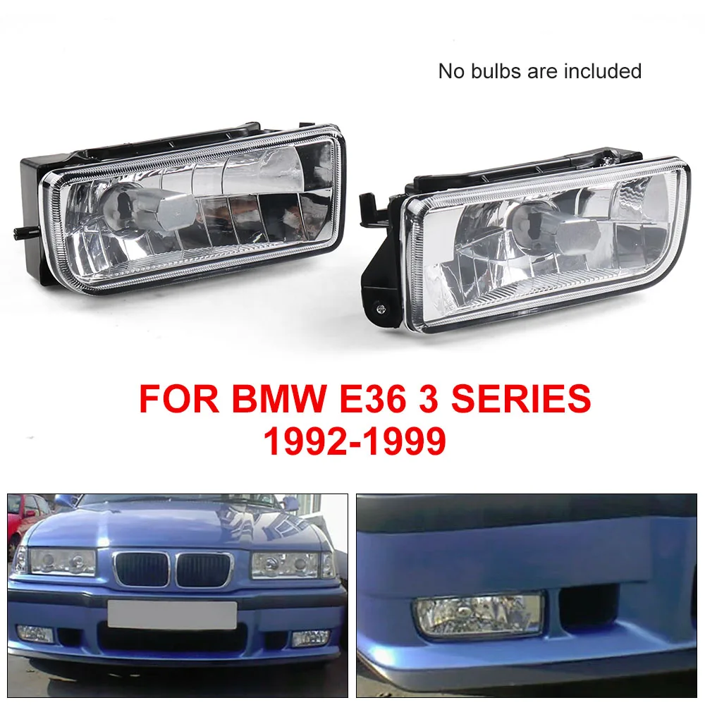 For BMW 92-98 E36 3 Series 2/4d Replacement Fog Lights Lamps Crystal Clear Lens Without Blubs