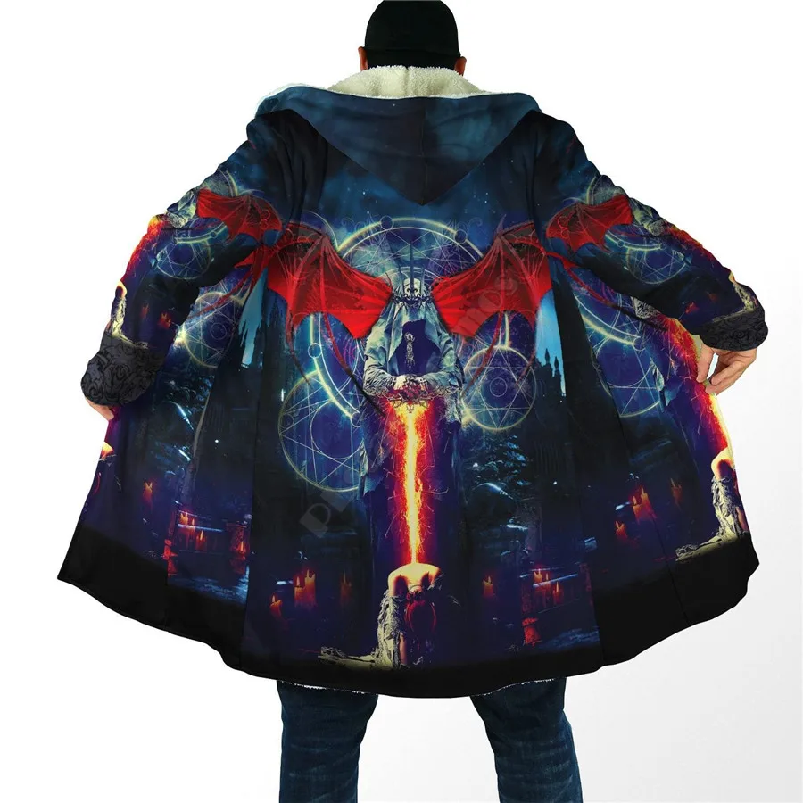 Winter Men For Women God Of Death Cloak 3D Printed Cloak Fleece Wind breaker Warm Hood Cloak