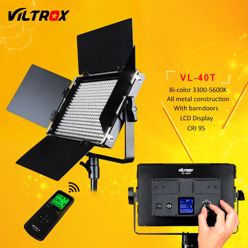 Viltrox VL-40T 540 LED Studio Video 3200K-5600K Slim Bicolor Dimmable LCD Light Lamp for Camera Camcorder