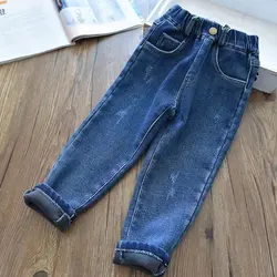 Hiver Bol garçons Jeans Épais Chaud Solide document Oupill2021 Nouveaux Enfants Jeans Denim Pants12M-6T