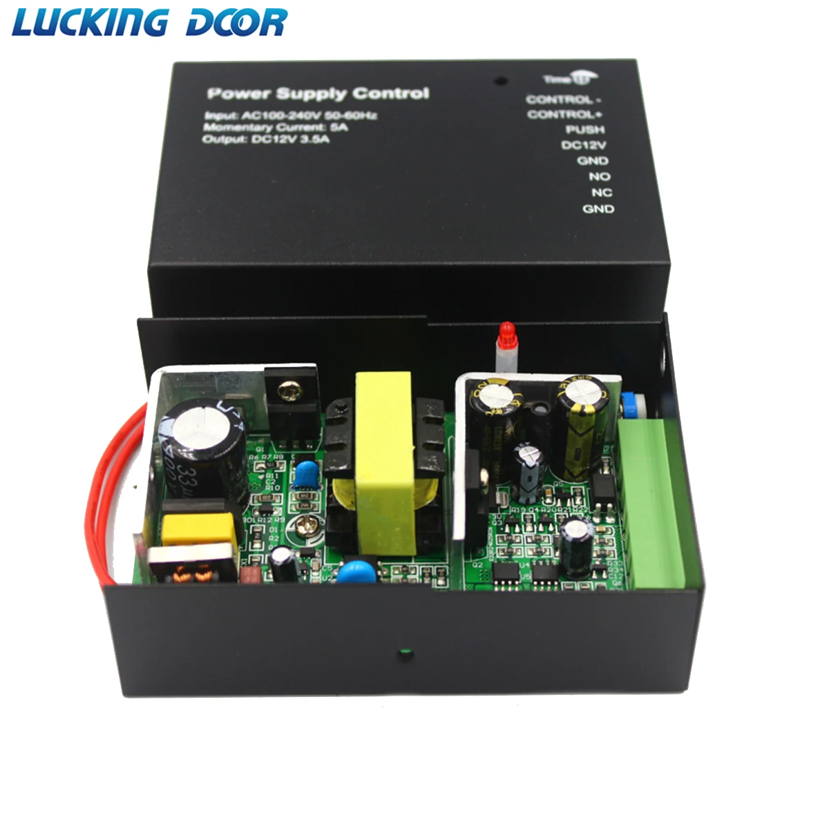 Door Access Control Power Supply Switch 3.5A Time Delay Adjustable AC100V-240V Input NO/NC Output DC 12V 3A 5A