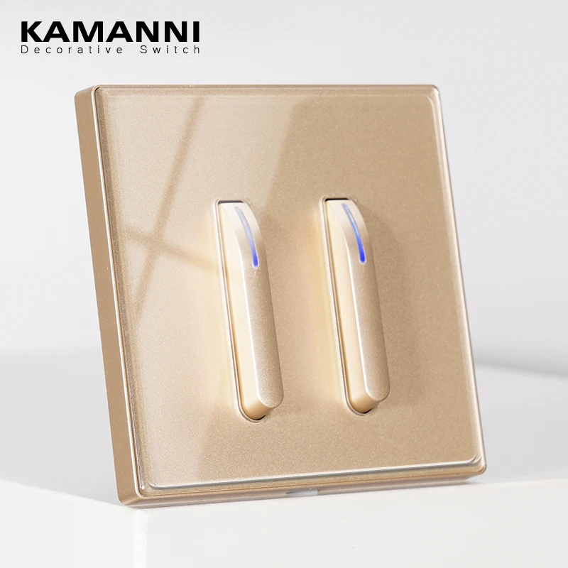 KAMANNI Luxury Light Switches General Standard Crystal Tempered Glass Piano Keys Model Design Push Botton Wall Switches 220V New