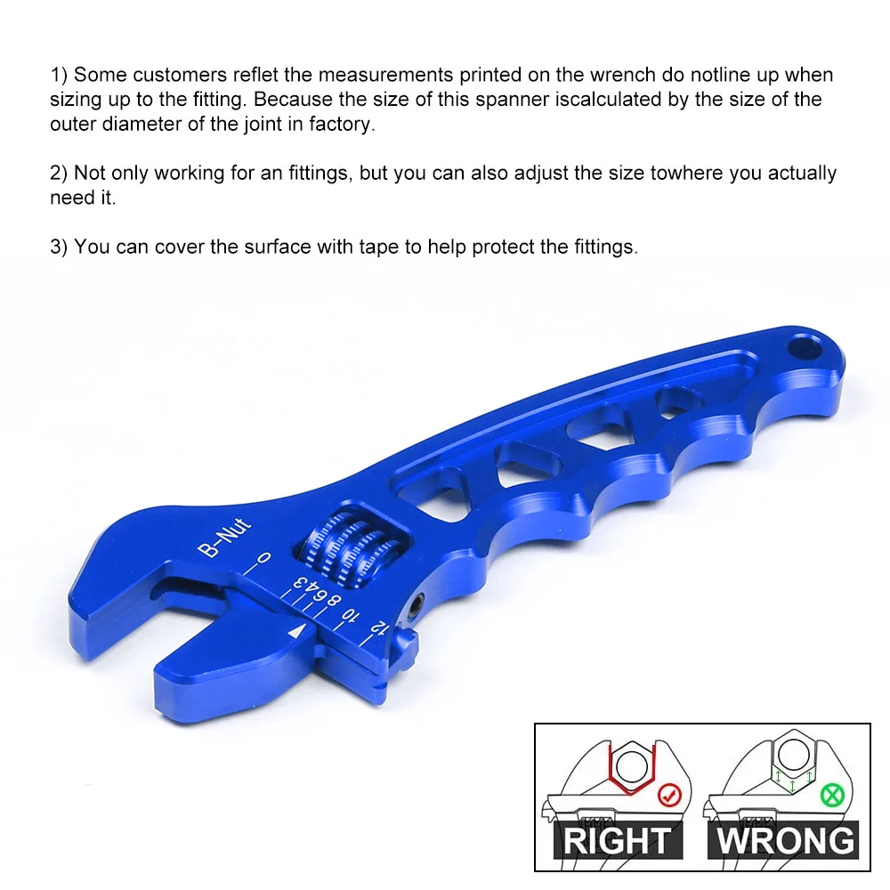 Adjustable AN Aluminum Wrench Hose Fitting Tool Aluminum Spanner AN3-AN12 Wrench Spanner Fitting Tools BX100723