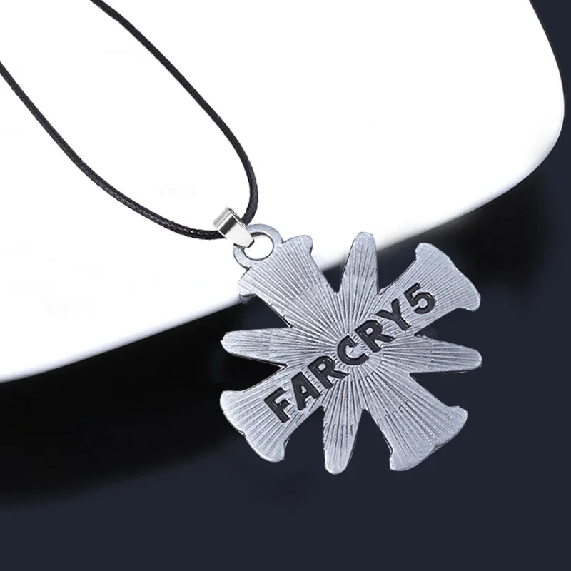 New PS4 Game Far Cry 5 Pendants Necklaces Ares 4 Eden\'s Gate Choker FARCRY 5 Cult Sunflower Logo Keyring For Men Game Fans Gift