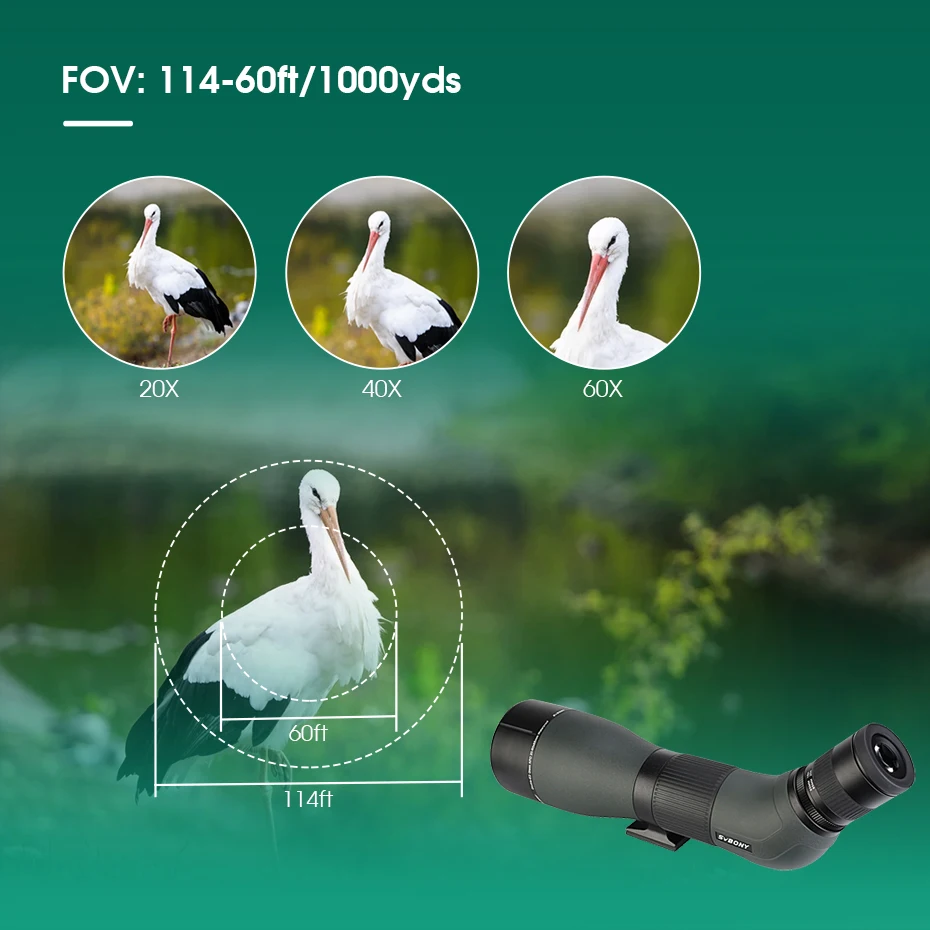 Svbony SA401 APO Spektiv 20-60X85/25-75X100 ED Teleskop Leistungsstarkes wasserdichtes Campingausrüstung Vogelbeobachtungsteleskop – Detail 10