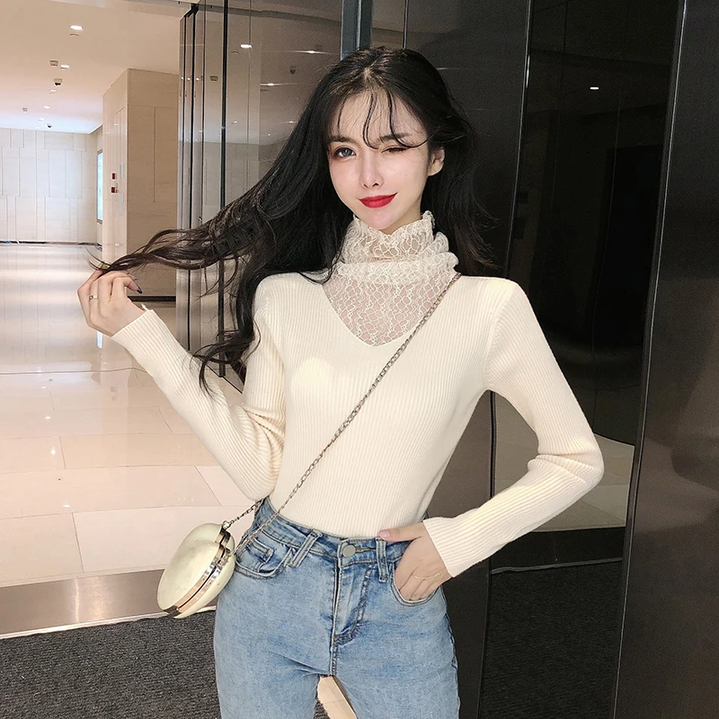 Women's Knitted Sweater Long Sleeve Sweaters 2019 Autumn Winter Slim Knit Pullover Sweater Women's Jumper