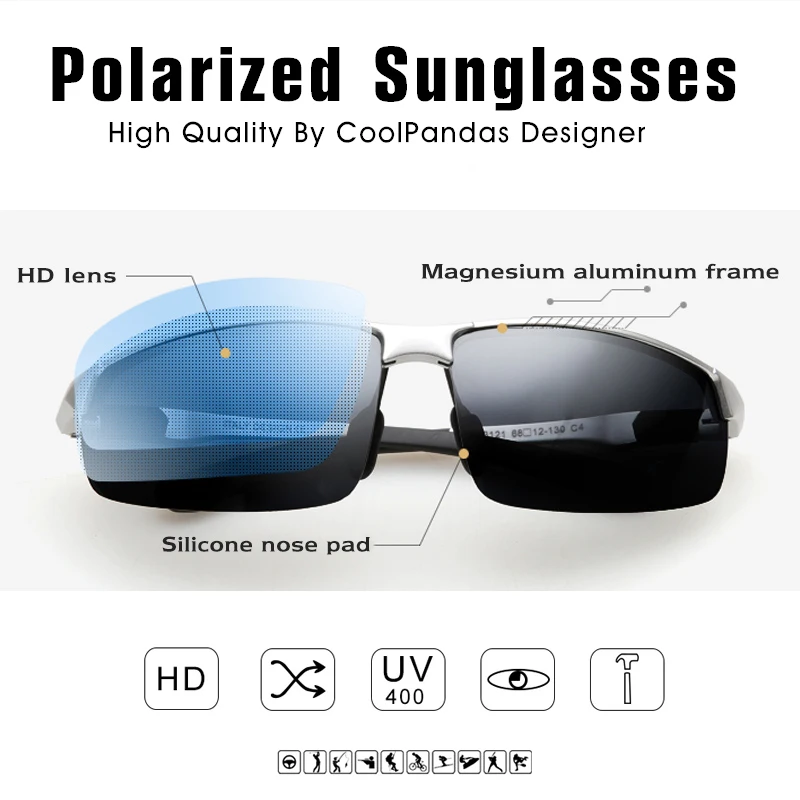 Top Quality Aluminum Magnesium Men Polarized Sunglasses Outdoor Goggles Sport Sun Glasses Driving Oculos gafas de sol hombre