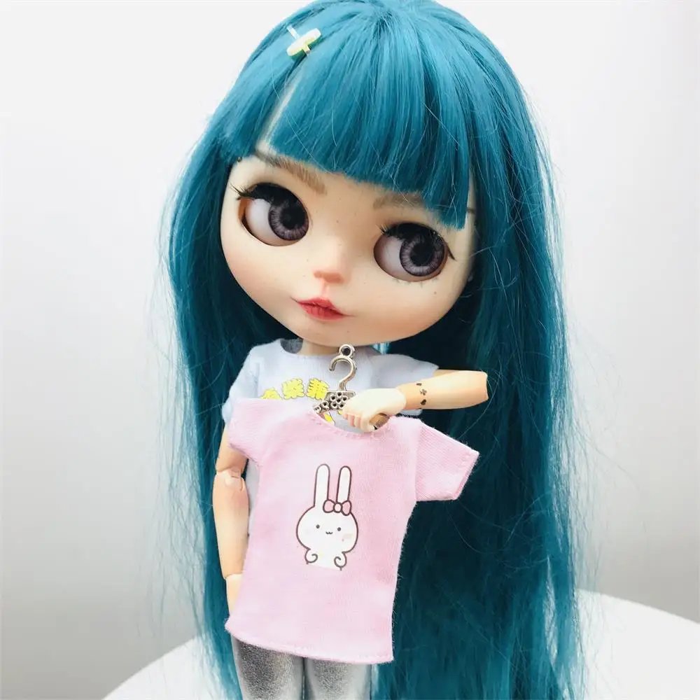 New 1PCS Blyth clothes Cute Pink/White/Black/Red T-shirt for Licca,1/6 Dolls Clothes Accessories
