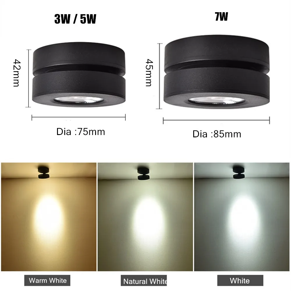 LED Downlight Surface Mounted Ceiling Lamp Rotatable Built In Spot Light 360° Rotatable Foldable Living Room Bedroom Lighting