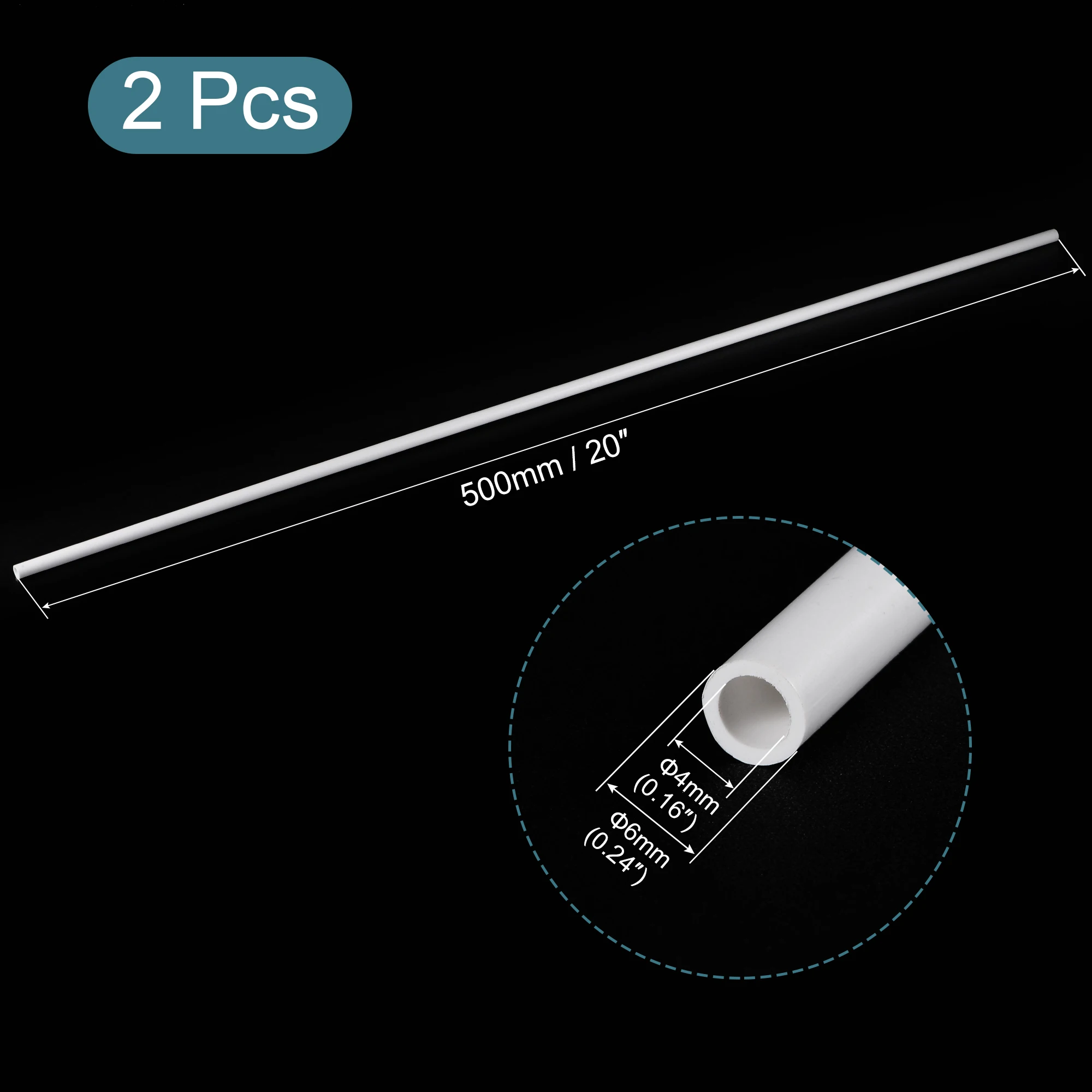 Imagem -02 - Pacote Plástico Rígido Redondo do Branco do Tubo mm da Tubulação do Pvc de Uxcell id mm od 500 mm