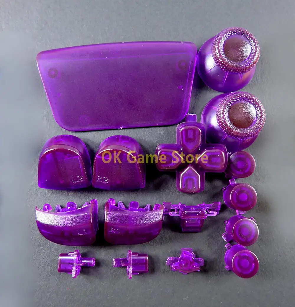 10 مجموعات/وحدة مجموعات أزرار كاملة واضحة للبلاي ستيشن 5 D-pad R1 L1 R2 L2 مفتاح الاتجاه ABXY زر المقود غطاء لوحدة تحكم PS5