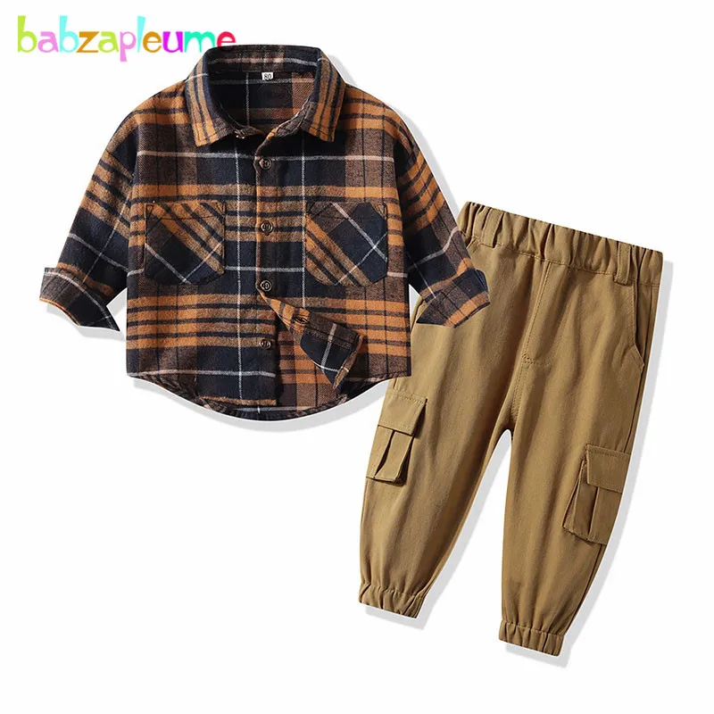 

2Piece/1-5Years/Spring Outfits For Baby Boys Clothes Korean Fashion Casual Plaid Kids T-shirt+Pants Children Clothing Set BC1446