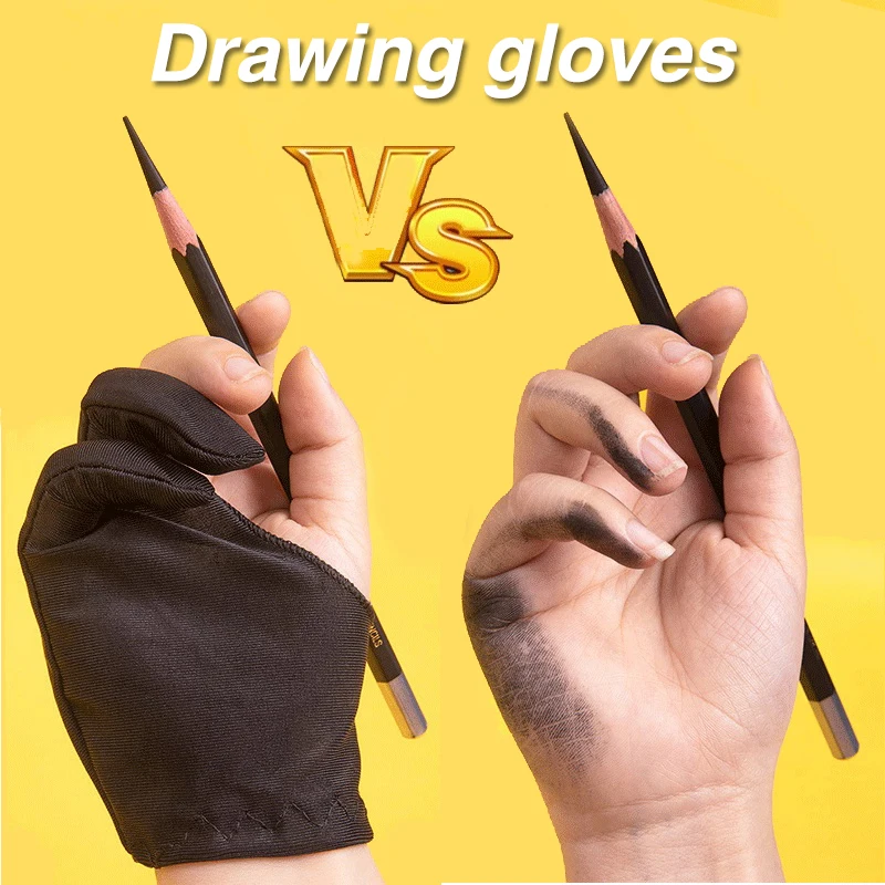 Auxiliary tools Black Two-finger Painting Anti-fouling Gloves Anti-abrasion Artist Sketch Color Powder Flat Drawing