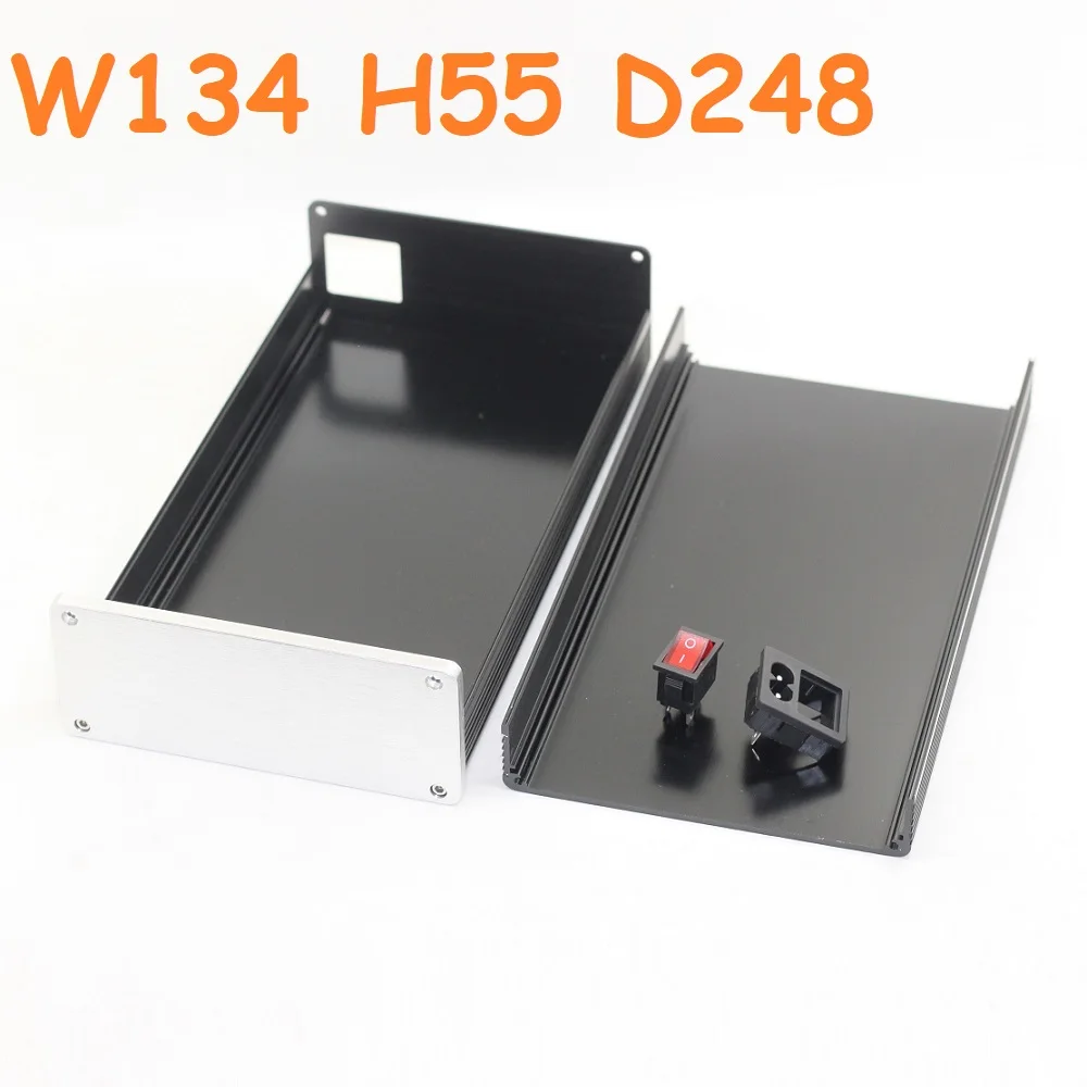 W134 H55 D248 DAC DIY Power Amplifier Chassis Anodized Aluminum Hi End Enclosure PSU Headphone Shell Preamp Amp Housing Hifi Box