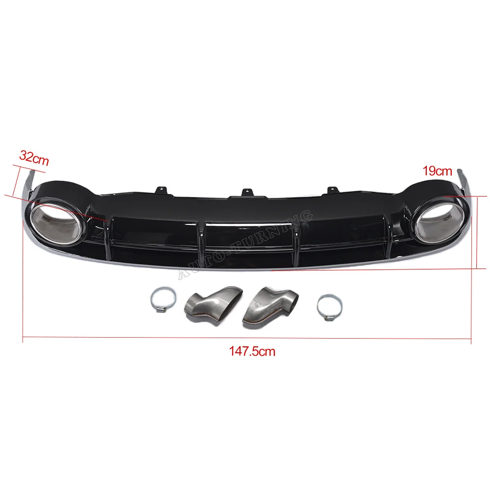 A6 Rear Bumper Lip Diffuser With Exhaust Muffler Pipe for Audi A6 Standard Bumper 2012-2015 RS6 Style