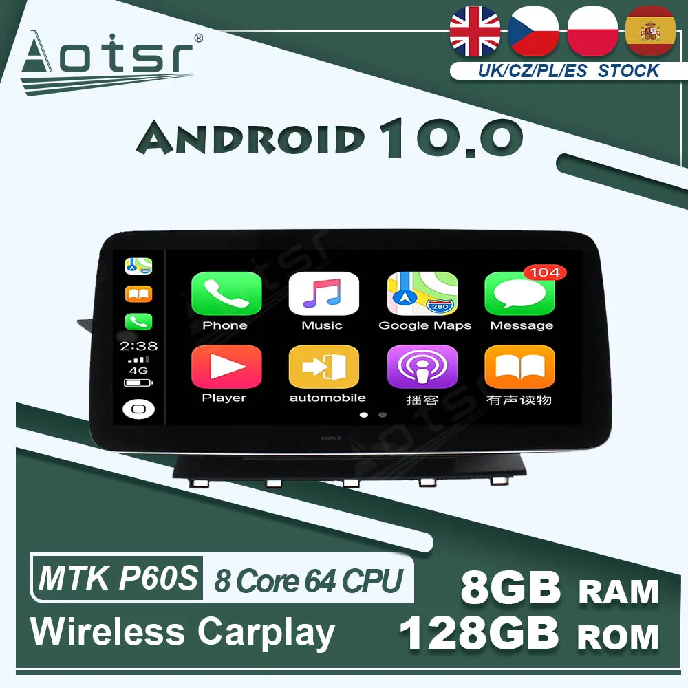 

12.5 inch Android 10 8G+128G Car GPS Navigation Multimedia Player For Mercedes Benz GLK Class X204 2008+ 4G LTE Wireless carplay