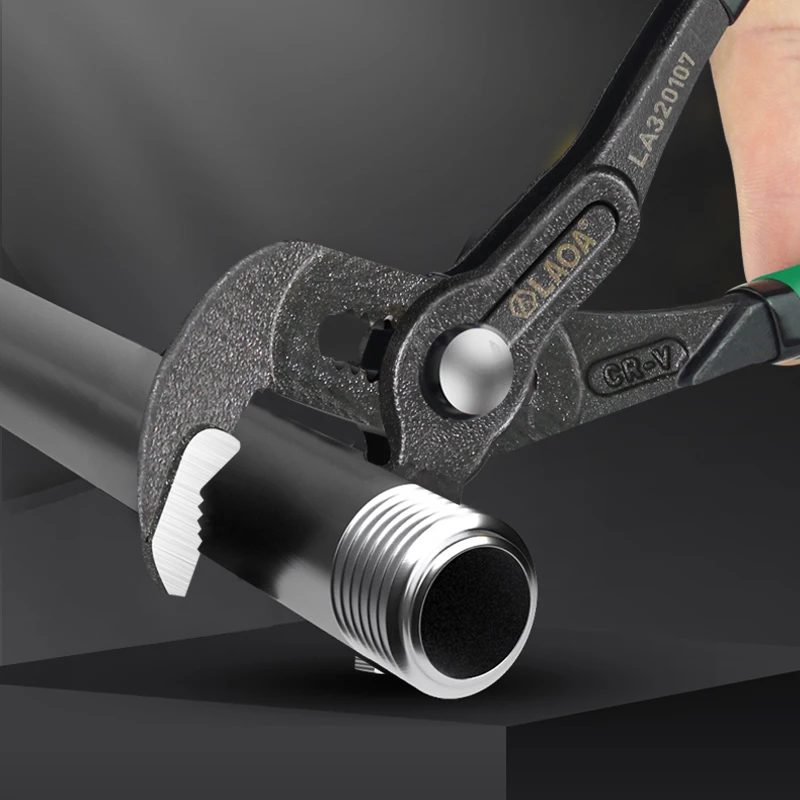 Imagem -05 - Laoa-alicate da Bomba de Água Chave de Encanamento Ajustável Joint Pipe Wrench Reta Jaw Groove Quick-release Universal 10
